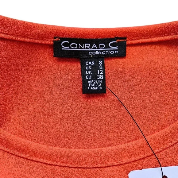 New With Tags Conrad C Collection Orange Cap Sleeve Side Tie Sheath Dress Size 8 - Picture 9 of 12